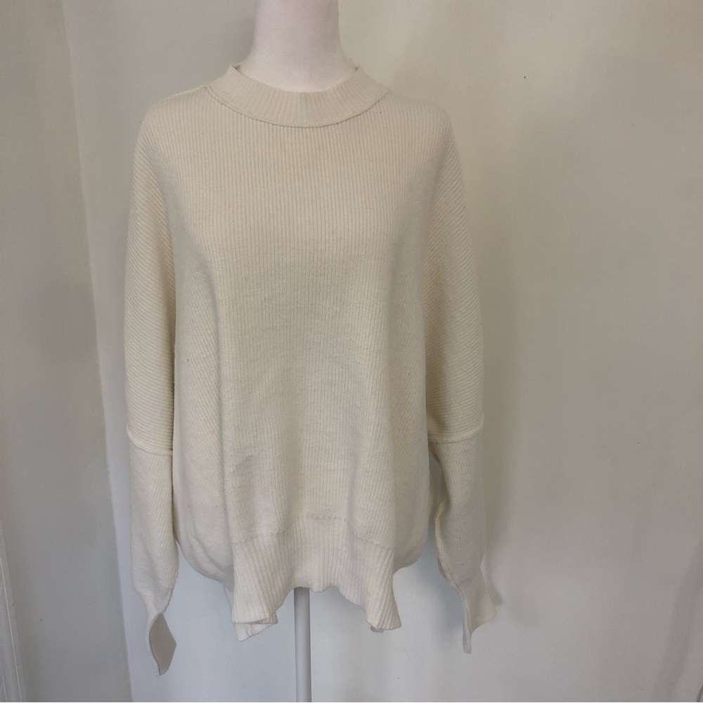 FREE PEOPLE Women Crewneck White Dolman Sleeve Pullover Knit Sweater Sz S